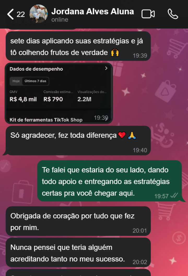Depoimento Jordana Alves - R$ 4,8 mil GMV e R$ 790 em 7 dias