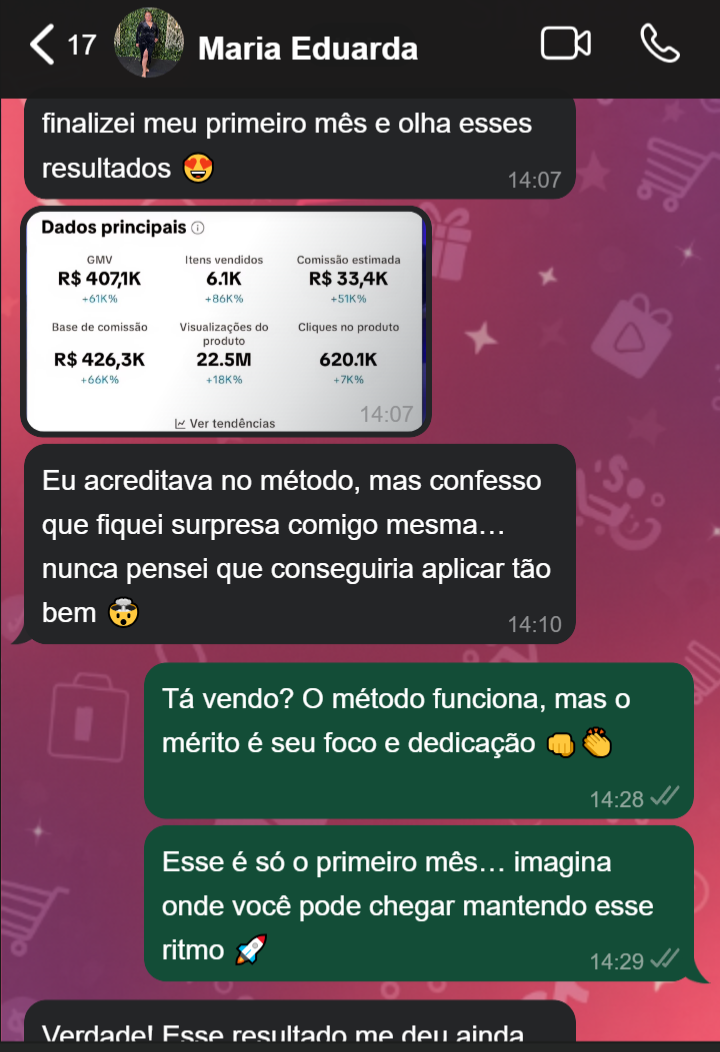Depoimento Maria Eduarda - R$ 407K GMV no primeiro mês