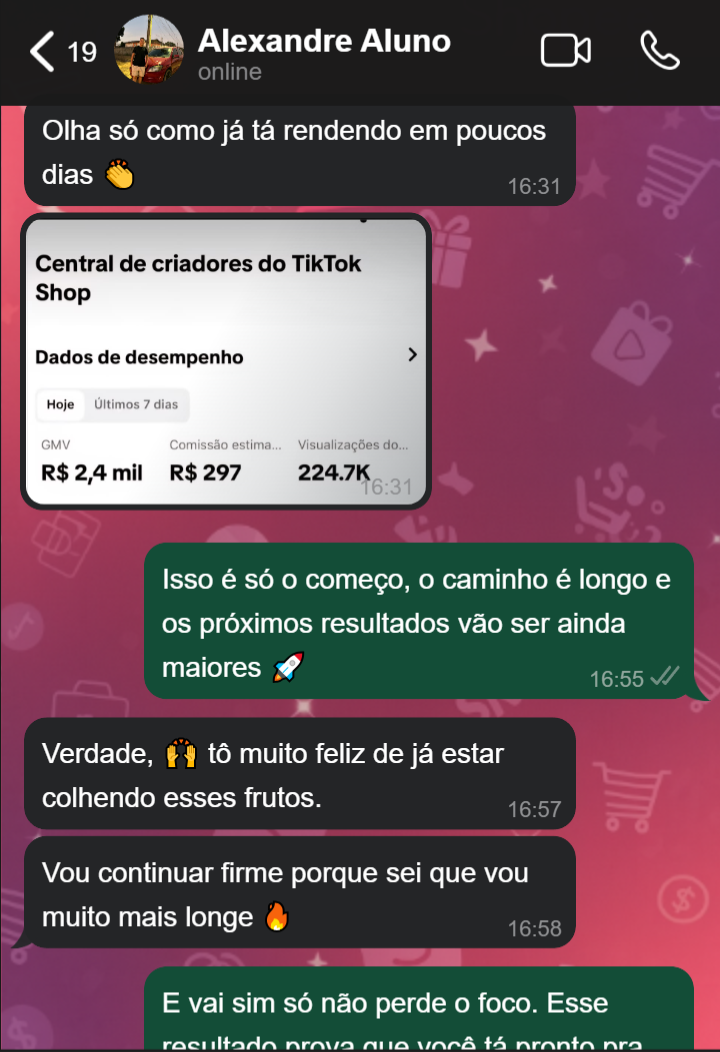 Depoimento Alexandre Aluno - R$ 2,4 mil GMV no TikTok Shop